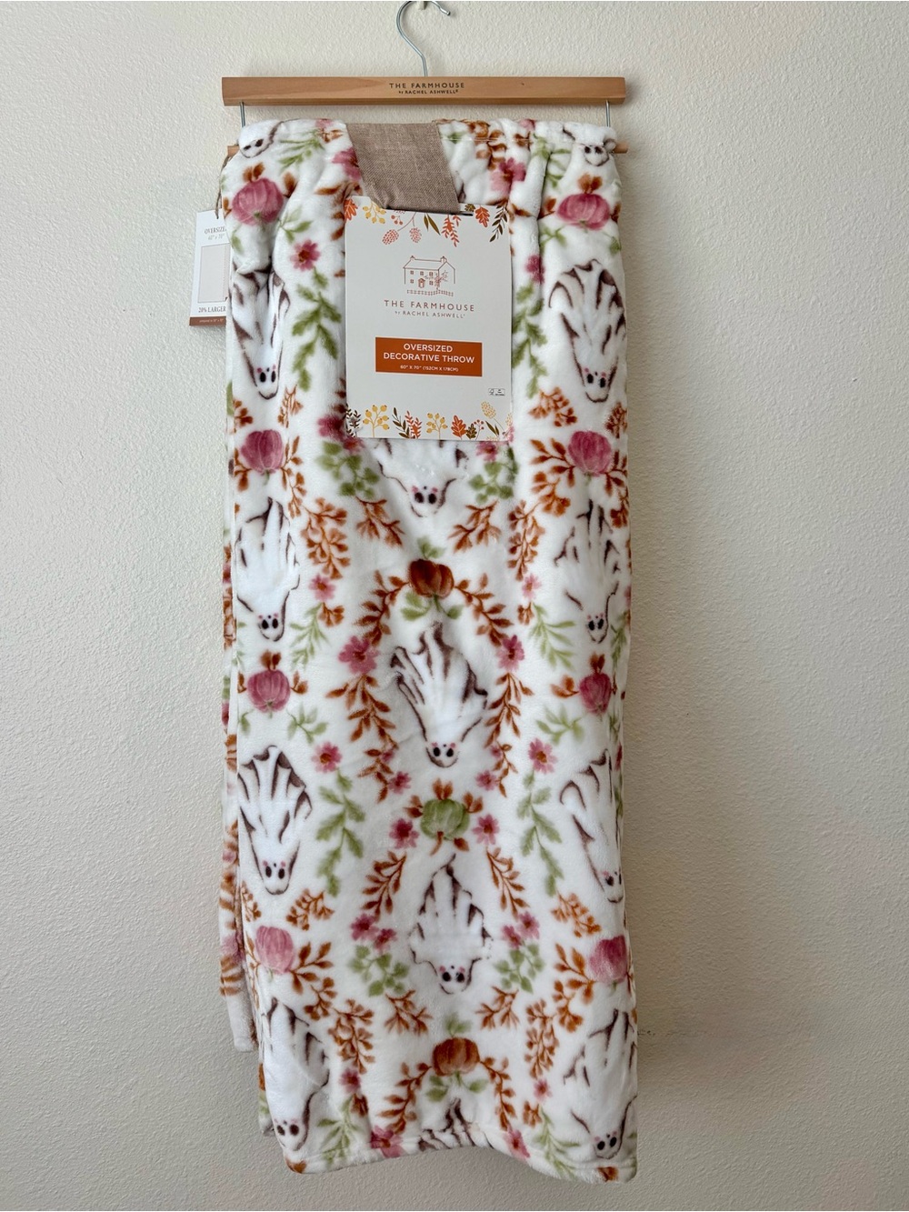 The Farmhouse Rachel Ashwell Ghost Fall Leaves Pumpkins Throw Blanket 60x70”